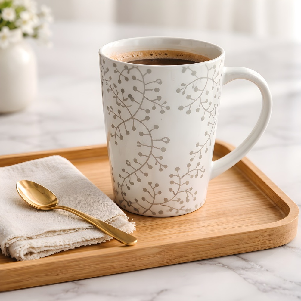 DAVIDsTEA Silver Berries Holiday Pattern with Aqua Interior Mug